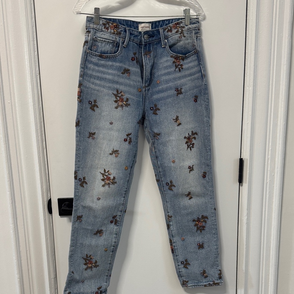DRIFTWOOD Light Blue Floral Straight Leg Jeans